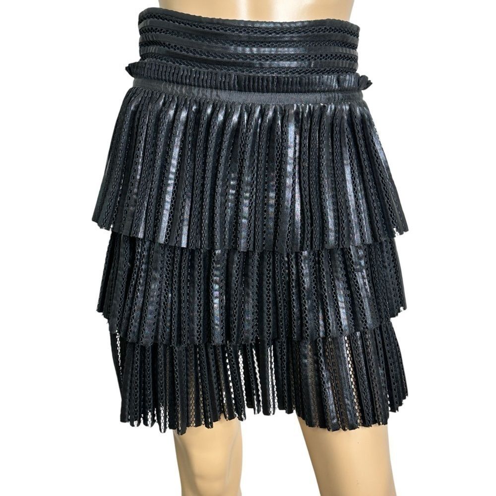Maje Juppon black layered mesh skirt 38